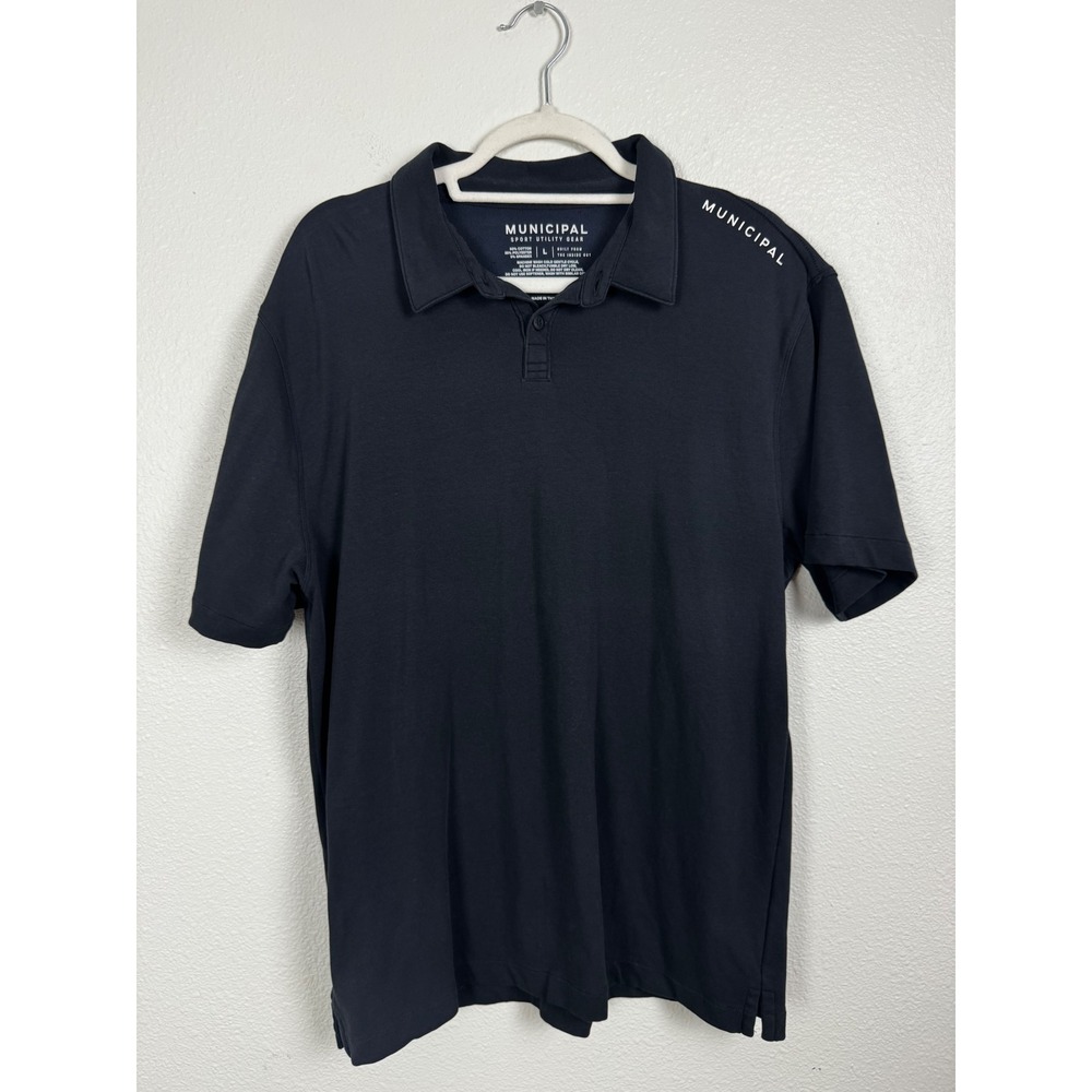 Municipal Polo Shirt Mens L Black Sport Utility Gear Short Sleeve Stretch Logo